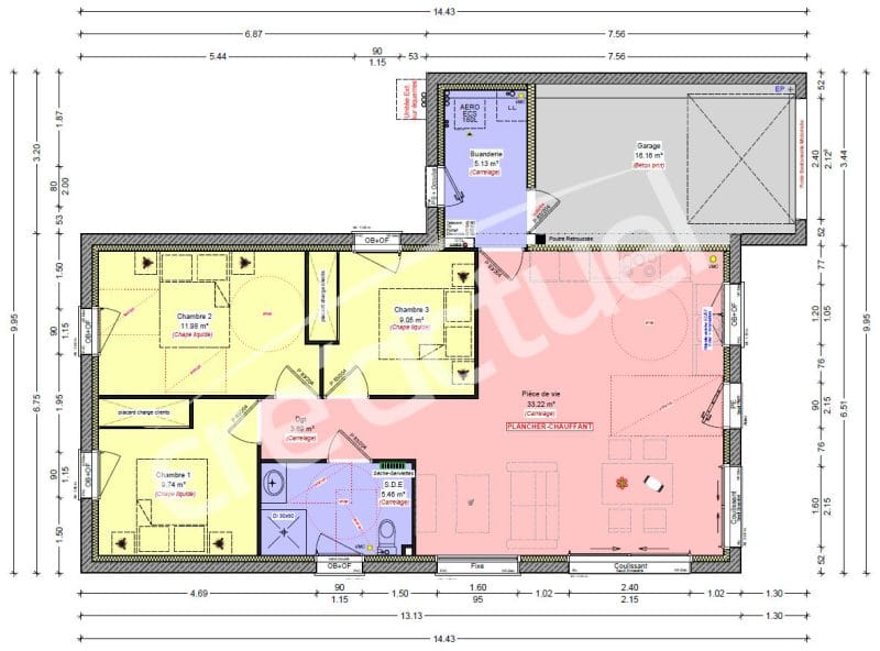 Plan plain pied moderne