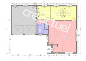 Plan plain pied 3 chambres double garage