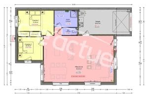 Plan plain pied 2 chambres