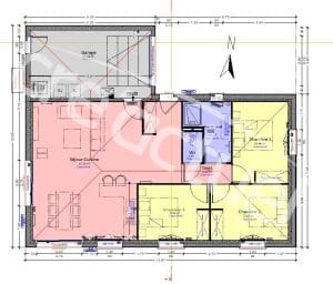 Plan 3 chambres plain pied