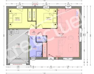 Plan plain pied 2 chambres