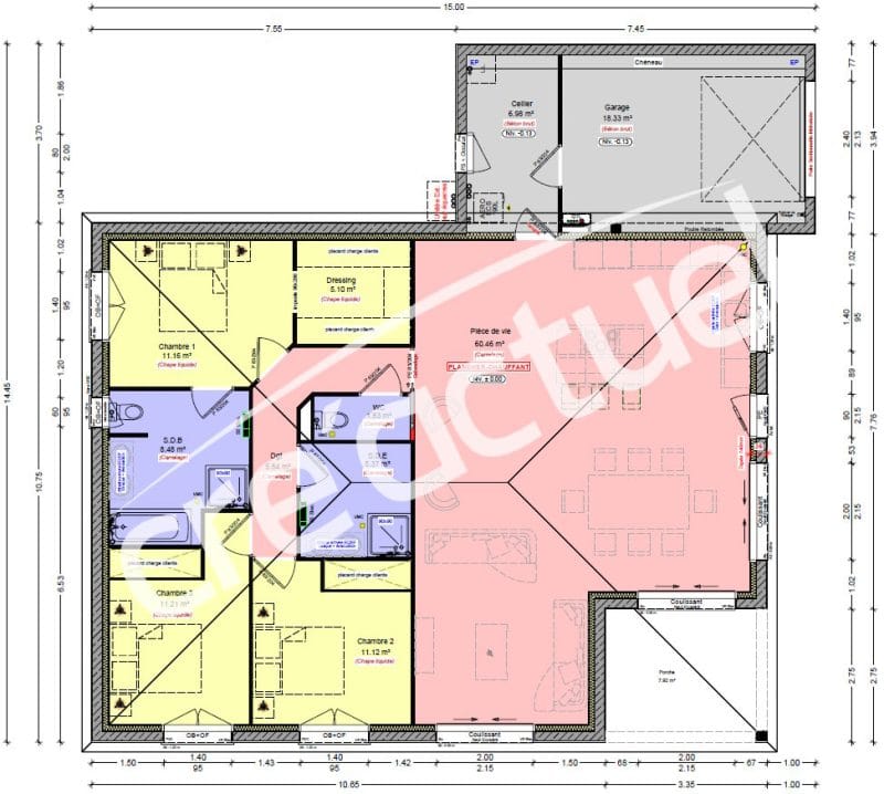 Plan plain pied 120 m²